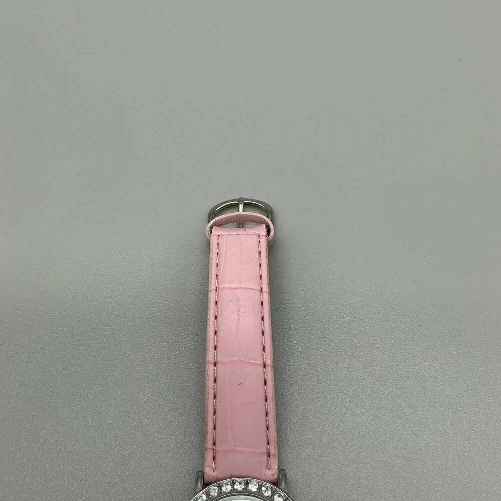 Lure Women Watch 30mm Silver TonePink Leather Floating Crystal Bezel New Battery